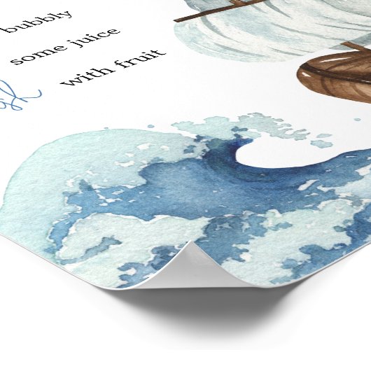 Nautische Boot Baby shower Moeder Osa Bar Poster (Hoek)
