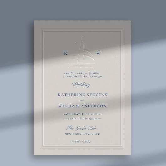 Nautische boot faux reliëf moderne klassieke bruil kaart