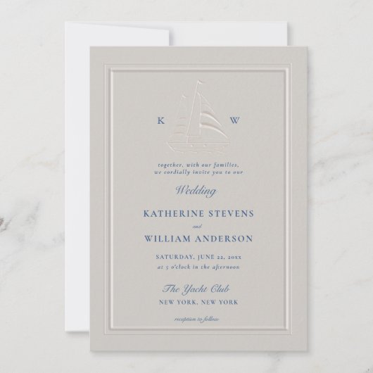 Nautische boot faux reliëf moderne klassieke bruil kaart (Voorkant)