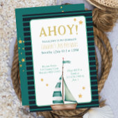 Nautische boot gestreept marine verjaardag kaart
