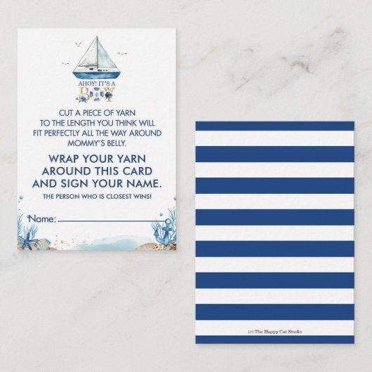 Nautische boot hoe groot is mama's buik spelkaart informatiekaartje (Voorkant / Achterkant)