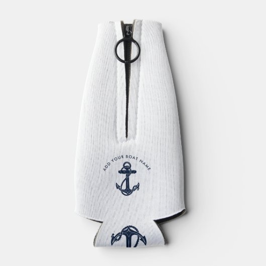 Nautische Boot Marine Blauw Anker Custom Flesjeskoeler (Achterkant)