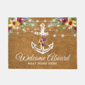 Nautische Boot Naam Anker Faux Coir Deurmat (Voorkant)