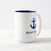 Nautische Boot Naam Anker Groot Tweekleurige Koffiemok (Voorkant rechts)