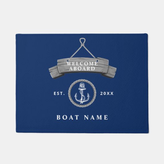 Nautische boot naam anker touw marine rustieke deu deurmat (Voorkant)
