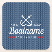 Nautische boot naam gebreide wol kartonnen onderzetters (Voorkant)