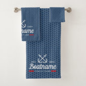 Nautische Boot Naam Marine Blauw Gepersonaliseerd  Bad Handdoek (Insitu)
