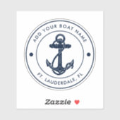 Nautische Boot Naam Navy Blue Anchor Boating Custo Sticker (Vel)