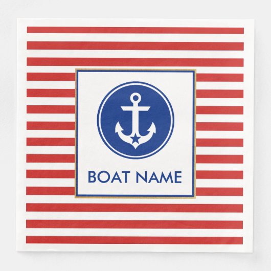 Nautische Boot Naam Party Diner Servetten RWB (Voorkant)