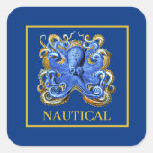 Nautische boot Octopus Personal Marine Vierkante Sticker (Voorkant)