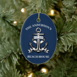 Nautische boot strand huis anker familienaam est keramisch ornament<br><div class="desc">Vier uw levensstijl aan zee met ons Nautical Boat Beach House Anchor Family Name Est Ceramic Ornament. Dit prachtig vervaardigde ornament heeft een charmant ankerontwerp, ideaal voor strandhuisinrichting en nautische thema's. Personaliseer het met uw familienaam en vastgestelde datum om een unieke souvenir te creëer die een vleugje kustcharme aan uw...</div>