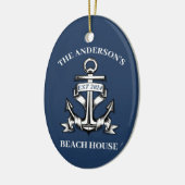 Nautische boot strand huis anker familienaam est keramisch ornament (Links)