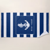 Nautische Boot Swag Wit Anker Custom Strandlaken (Voorkant)