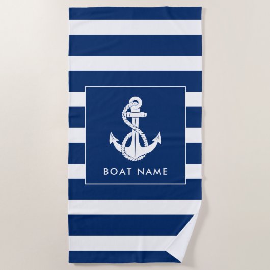 Nautische Boot Swag Wit Anker Custom Strandlaken (Voorkant)