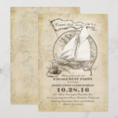  nautische boot verlovingsfeest uit te nodigen kaart (Voorkant / Achterkant)