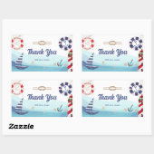 Nautische boot vuurtoren blauw rood dank u rechthoekige sticker (Vel)