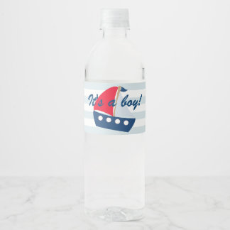Nautische boot water flesetiket voor baby shower waterfles etiket