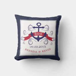 Nautische bootanker Bruiloft Sjabloon Kussen