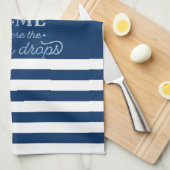 Nautische bootanker marineblauw gestreept theedoek (Quarter Fold)