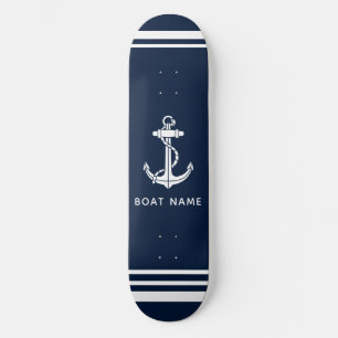 Nautische bootanker marineblauw op maat persoonlijk skateboard