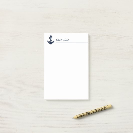 Nautische Bootnaam Anker Boating Custom Post-it® Notes (Op bureau)