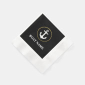 Nautische Bootnaam Anker Cocktail Zwart Goud Servet (Hoek)