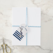 Nautische bootnaam, Anker Dolfijn Marineblauw Cadeaulabel (Met Touw)