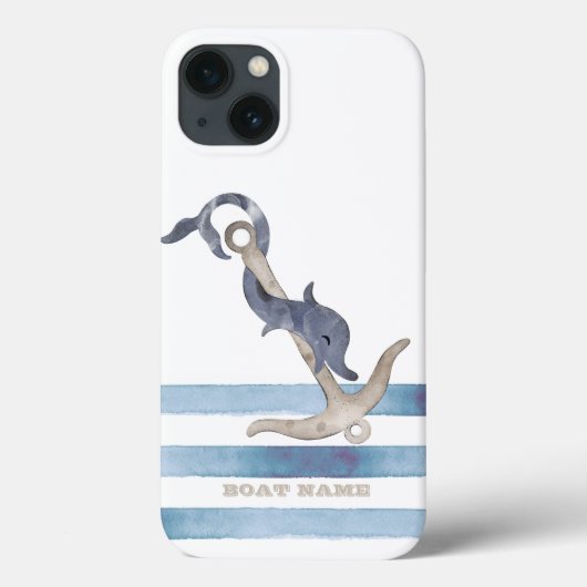 Nautische bootnaam, Anker Dolfijn Strepen Case-Mate iPhone Case (Achterkant)