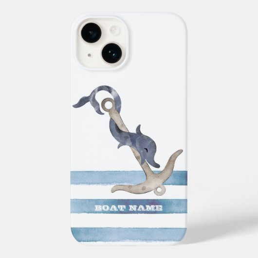 Nautische bootnaam, Anker Dolfijn Strepen Case-Mate iPhone Case (Achterkant)