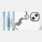 Nautische bootnaam, Anker Dolfijn Strepen iPhone Hoesje (Achterkant horizontaal)