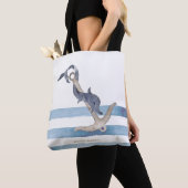 Nautische bootnaam, Anker Dolfijn Strepen Tote Bag (Dichtbij)