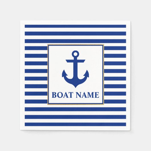 Nautische Bootnaam Anker Gestreept Servetten (Voorkant)