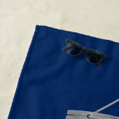 Nautische bootnaam anker marineblauw strandlaken (In situ)