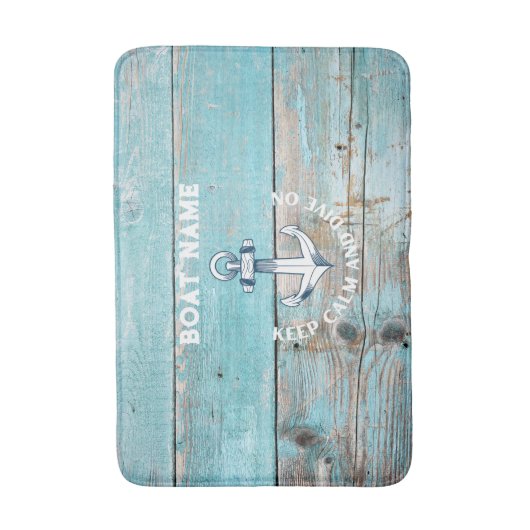 Nautische Bootnaam Anker Rustiek Hout Badmat (Voorkant Verticaal)