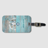 Nautische Bootnaam Anker Rustiek Hout Bagagelabel (Voorkant (horizontaal))