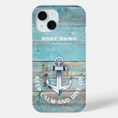 Nautische Bootnaam Anker Rustiek Hout Case-Mate iPhone Case (Achterkant)