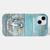Nautische Bootnaam Anker Rustiek Hout Case-Mate iPhone Case (Achterkant (horizontaal))