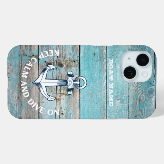 Nautische Bootnaam Anker Rustiek Hout Case-Mate iPhone Case (Achterkant (horizontaal))