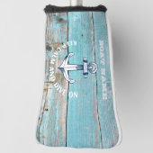 Nautische Bootnaam Anker Rustiek Hout Golfheadcover (Draai 90)