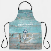 Nautische Bootnaam Anker Rustiek Hout Schort (Voorkant)