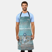 Nautische Bootnaam Anker Rustiek Hout Schort (Gedragen)