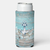 Nautische Bootnaam Anker Rustiek Hout Seltzer Blikjeskoeler (Seltzer Achterkant)