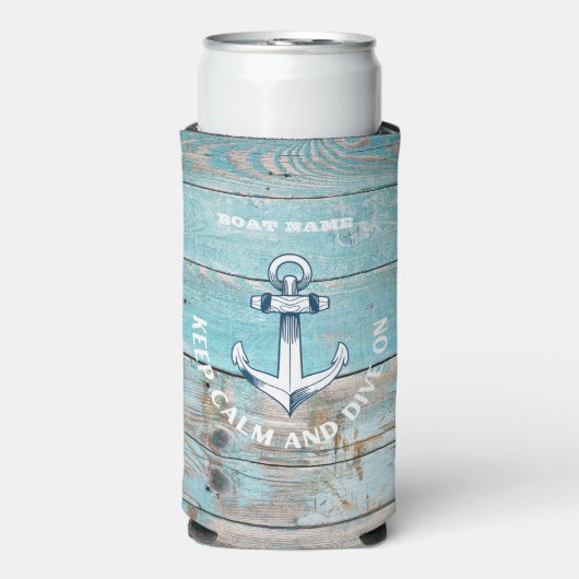 Nautische Bootnaam Anker Rustiek Hout Seltzer Blikjeskoeler (Seltzer Voorkant)