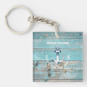 Nautische Bootnaam Anker Rustiek Hout Sleutelhanger (voorkant)