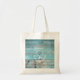 Nautische Bootnaam Anker Rustiek Hout Tote Bag