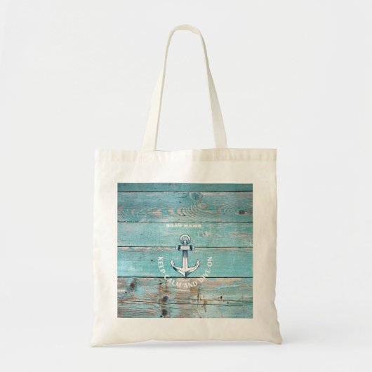 Nautische Bootnaam Anker Rustiek Hout Tote Bag (Voorkant)