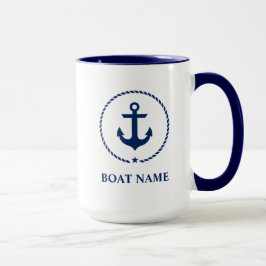 Nautische Bootnaam Anker Touw Blauw Groot Mok