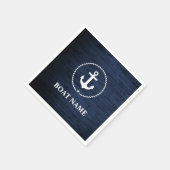 Nautische Bootnaam Anker Touw Blauw Hout Servet (Hoek)