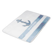 Nautische bootnaam,anker,touw,lichte blauwe strepe badmat (Gekanteld)