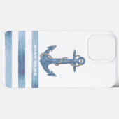 Nautische bootnaam,anker,touw,lichte blauwe strepe Case-Mate iPhone case (Achterkant (horizontaal))